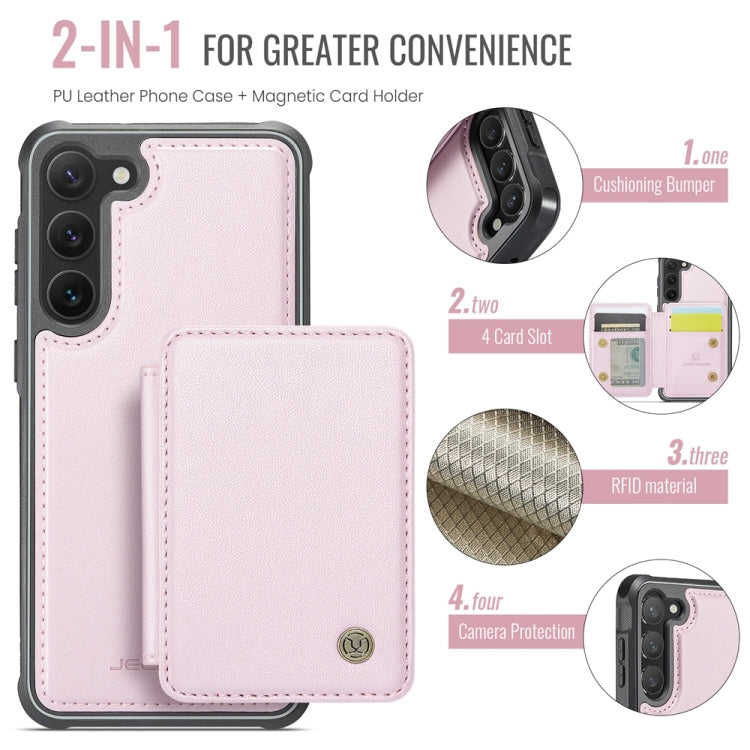 For Samsung Galaxy S23+ 5G JEEHOOD J05 Business Magnetic Style RFID Leather Phone Case(Pink)