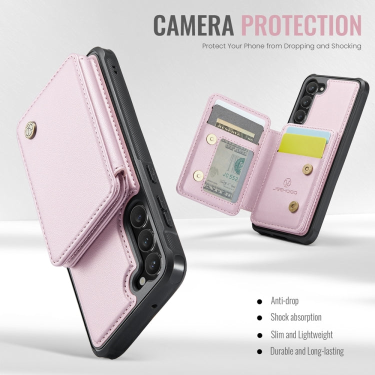 For Samsung Galaxy S23+ 5G JEEHOOD J05 Business Magnetic Style RFID Leather Phone Case(Pink)