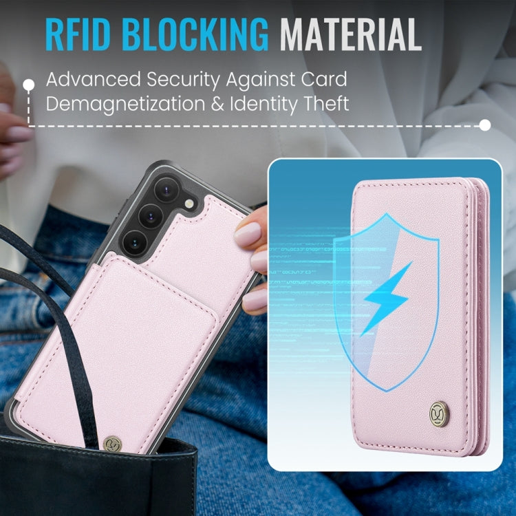 For Samsung Galaxy S23+ 5G JEEHOOD J05 Business Magnetic Style RFID Leather Phone Case(Pink)