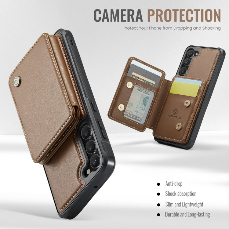 For Samsung Galaxy S23+ 5G JEEHOOD J05 Business Magnetic Style RFID Leather Phone Case(Brown)