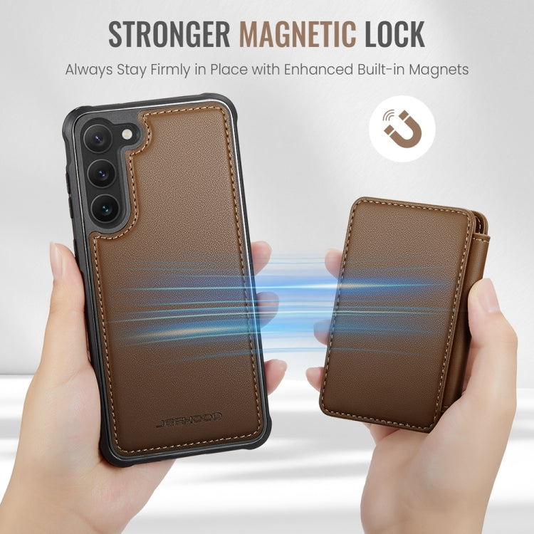 For Samsung Galaxy S23+ 5G JEEHOOD J05 Business Magnetic Style RFID Leather Phone Case(Brown)