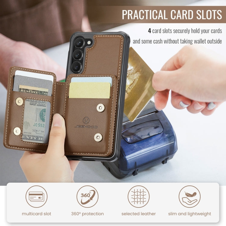 For Samsung Galaxy S23+ 5G JEEHOOD J05 Business Magnetic Style RFID Leather Phone Case(Brown)