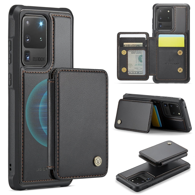 For Samsung Galaxy S20 Ultra 5G JEEHOOD J05 Business Magnetic Style RFID Leather Phone Case(Black)