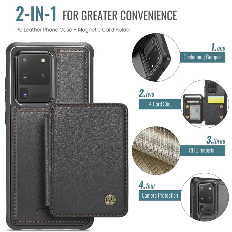 For Samsung Galaxy S20 Ultra 5G JEEHOOD J05 Business Magnetic Style RFID Leather Phone Case(Black)
