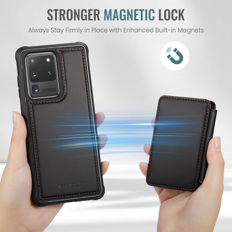 For Samsung Galaxy S20 Ultra 5G JEEHOOD J05 Business Magnetic Style RFID Leather Phone Case(Black)
