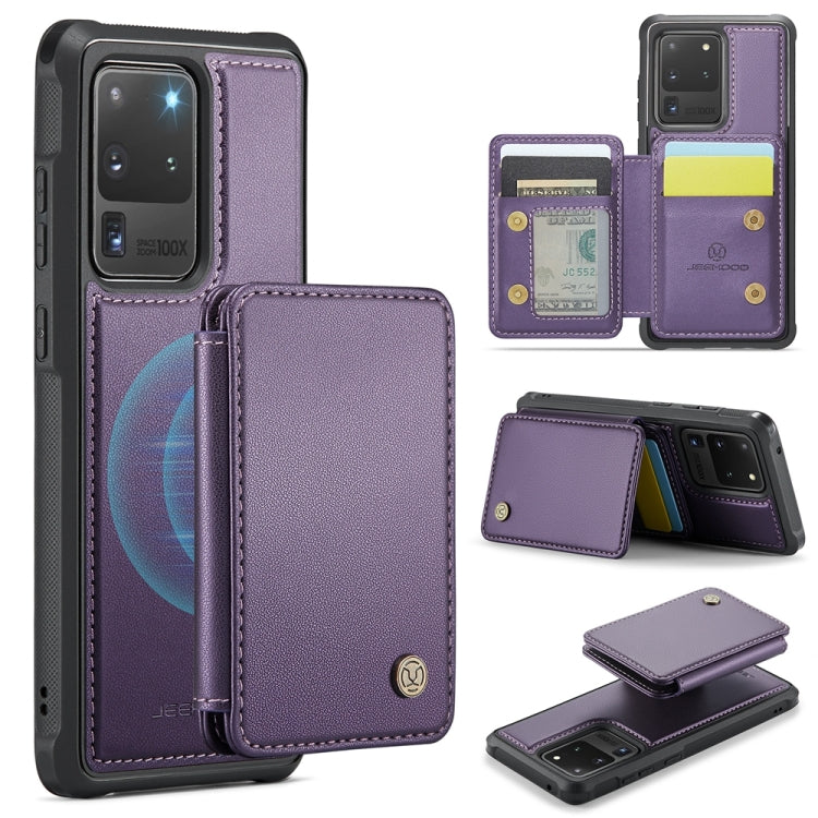 For Samsung Galaxy S20 Ultra 5G JEEHOOD J05 Business Magnetic Style RFID Leather Phone Case(Purple)