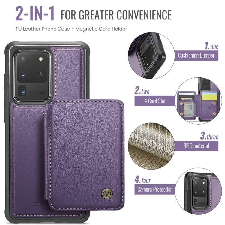For Samsung Galaxy S20 Ultra 5G JEEHOOD J05 Business Magnetic Style RFID Leather Phone Case(Purple)