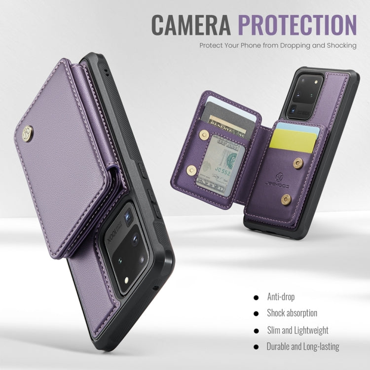 For Samsung Galaxy S20 Ultra 5G JEEHOOD J05 Business Magnetic Style RFID Leather Phone Case(Purple)