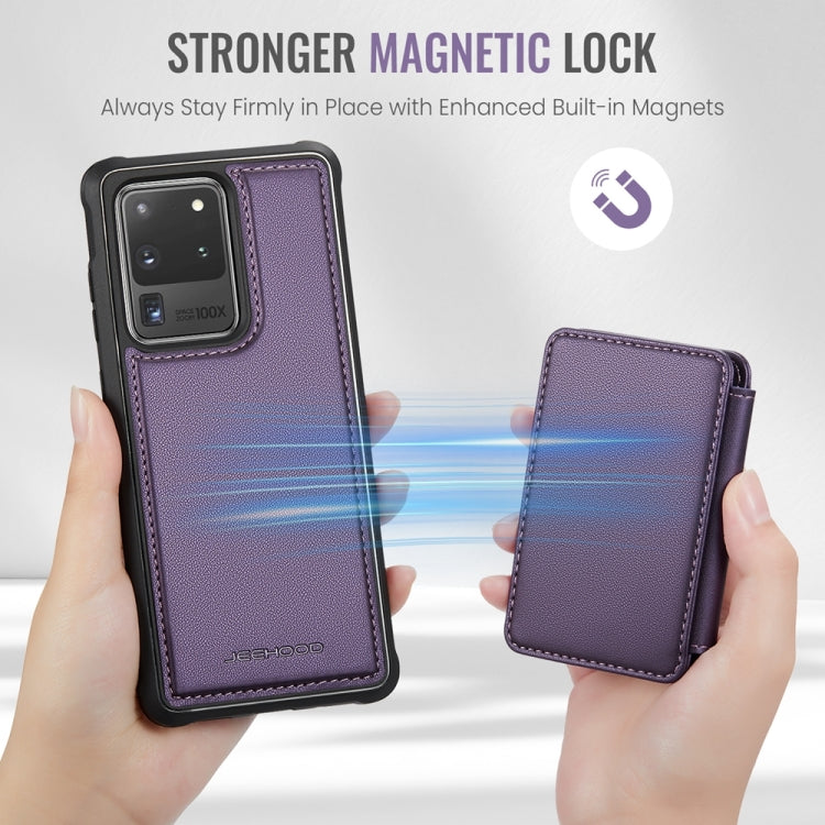 For Samsung Galaxy S20 Ultra 5G JEEHOOD J05 Business Magnetic Style RFID Leather Phone Case(Purple)