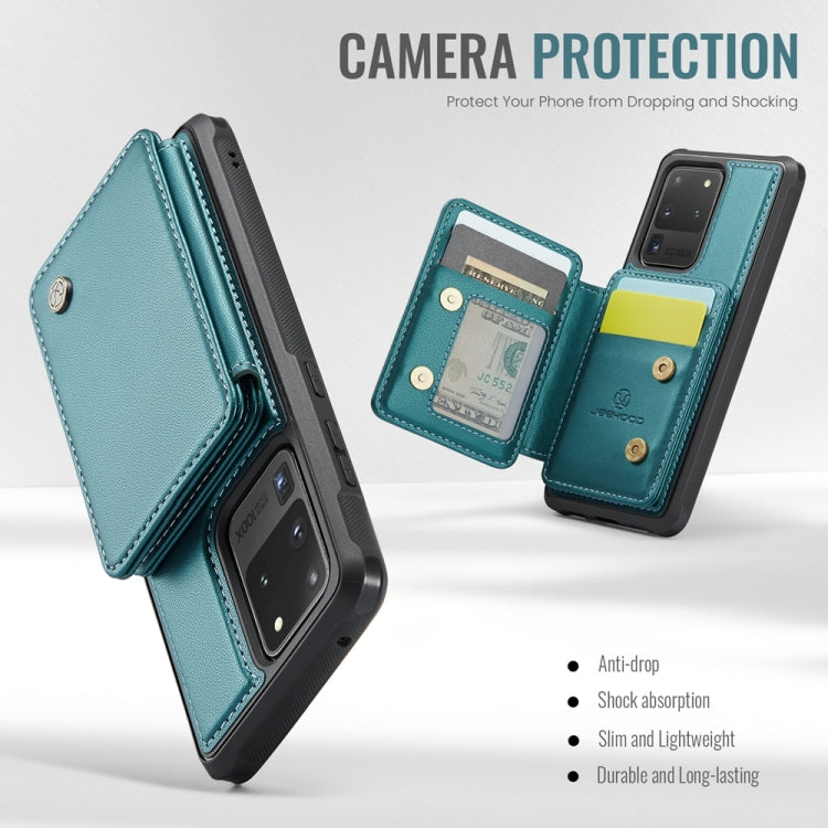 For Samsung Galaxy S20 Ultra 5G JEEHOOD J05 Business Magnetic Style RFID Leather Phone Case(Blue Green)
