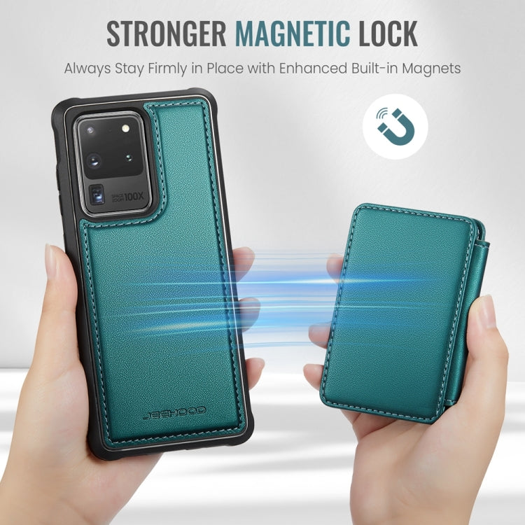 For Samsung Galaxy S20 Ultra 5G JEEHOOD J05 Business Magnetic Style RFID Leather Phone Case(Blue Green)