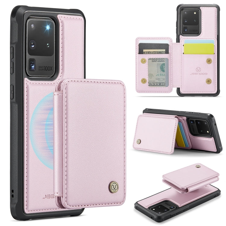 For Samsung Galaxy S20 Ultra 5G JEEHOOD J05 Business Magnetic Style RFID Leather Phone Case(Pink)
