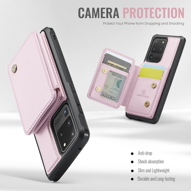 For Samsung Galaxy S20 Ultra 5G JEEHOOD J05 Business Magnetic Style RFID Leather Phone Case(Pink)