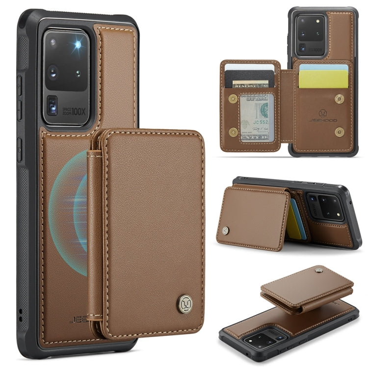 For Samsung Galaxy S20 Ultra 5G JEEHOOD J05 Business Magnetic Style RFID Leather Phone Case(Brown)