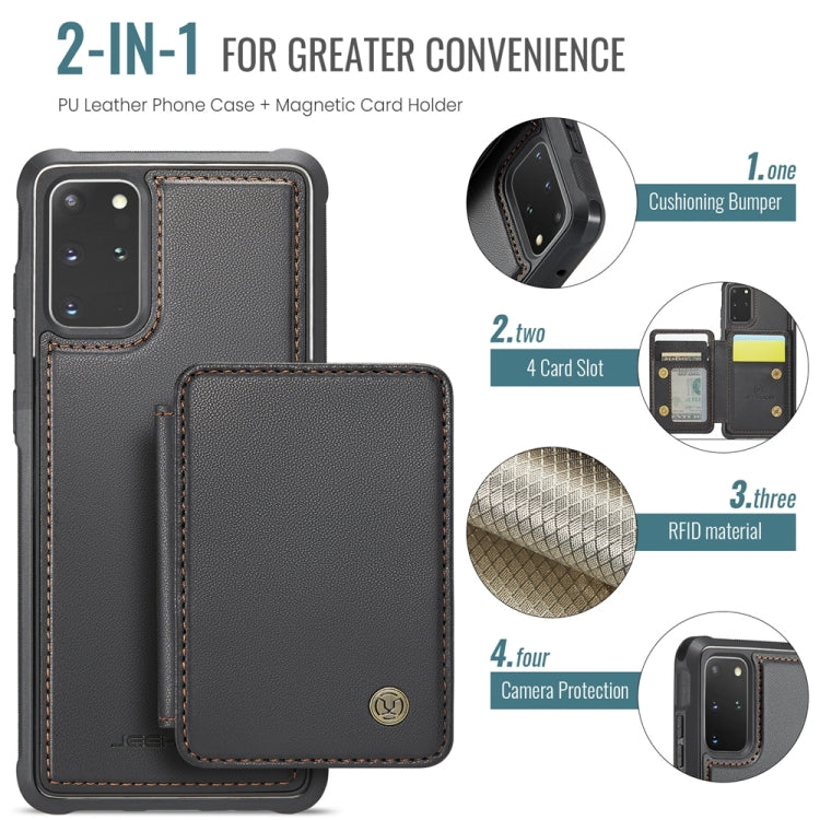 For Samsung Galaxy S20+ 5G JEEHOOD J05 Business Magnetic Style RFID Leather Phone Case(Black)