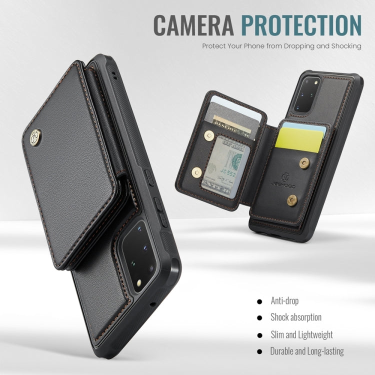 For Samsung Galaxy S20+ 5G JEEHOOD J05 Business Magnetic Style RFID Leather Phone Case(Black)