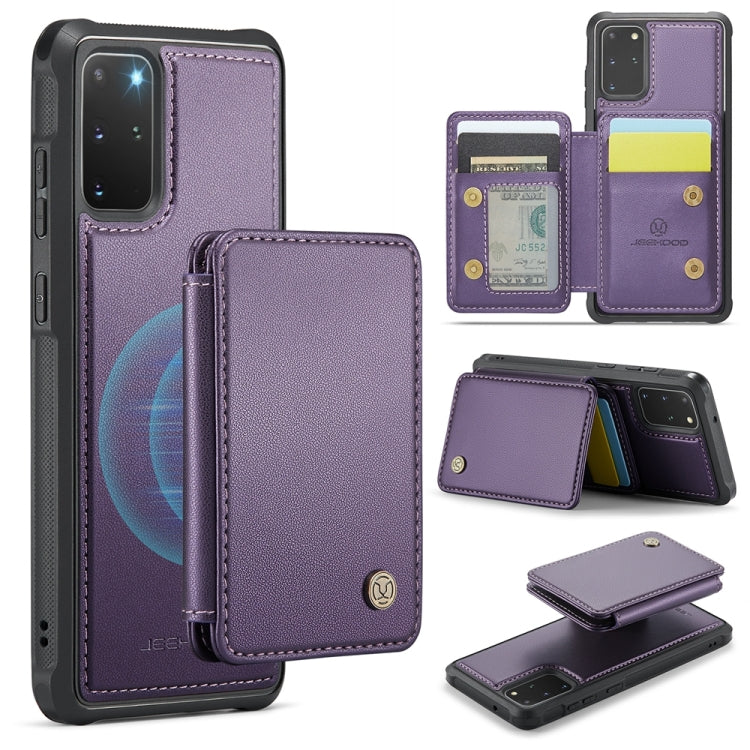 For Samsung Galaxy S20+ 5G JEEHOOD J05 Business Magnetic Style RFID Leather Phone Case(Purple)