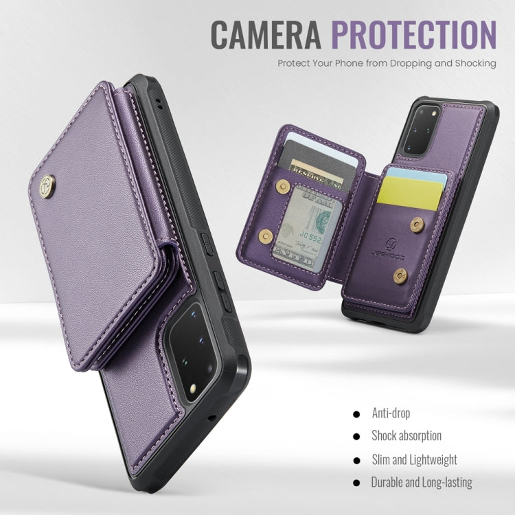 For Samsung Galaxy S20+ 5G JEEHOOD J05 Business Magnetic Style RFID Leather Phone Case(Purple)