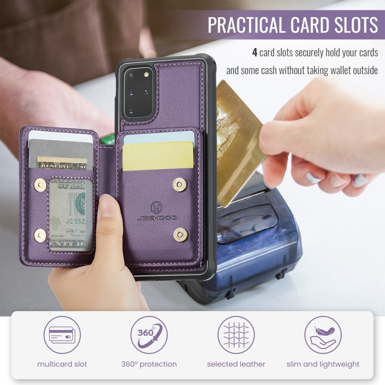 For Samsung Galaxy S20+ 5G JEEHOOD J05 Business Magnetic Style RFID Leather Phone Case(Purple)