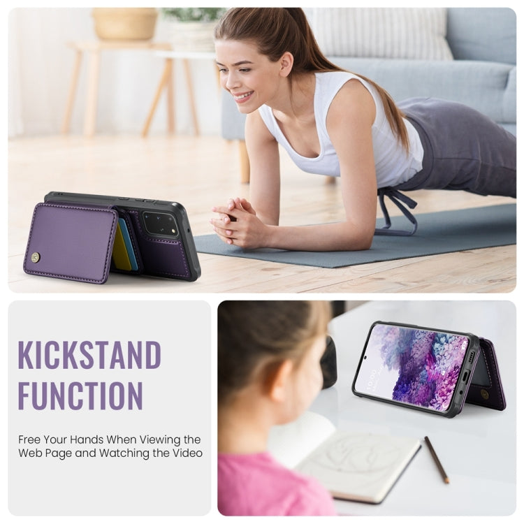 For Samsung Galaxy S20+ 5G JEEHOOD J05 Business Magnetic Style RFID Leather Phone Case(Purple)