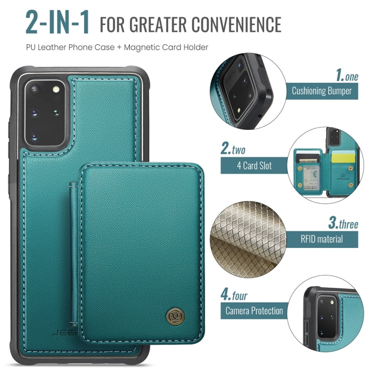 For Samsung Galaxy S20+ 5G JEEHOOD J05 Business Magnetic Style RFID Leather Phone Case(Blue Green)