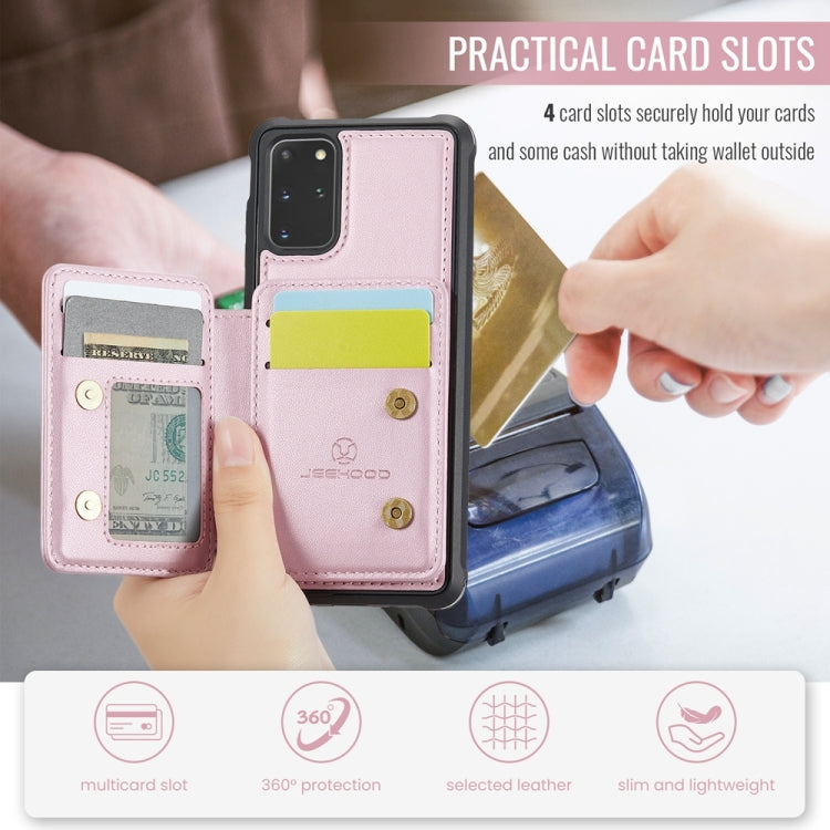 For Samsung Galaxy S20+ 5G JEEHOOD J05 Business Magnetic Style RFID Leather Phone Case(Pink)
