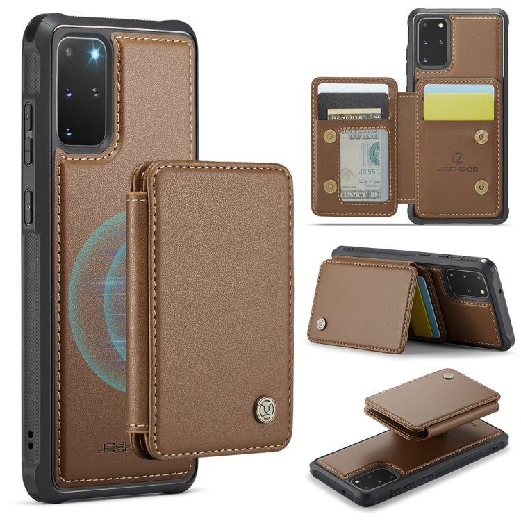 For Samsung Galaxy S20+ 5G JEEHOOD J05 Business Magnetic Style RFID Leather Phone Case(Brown)