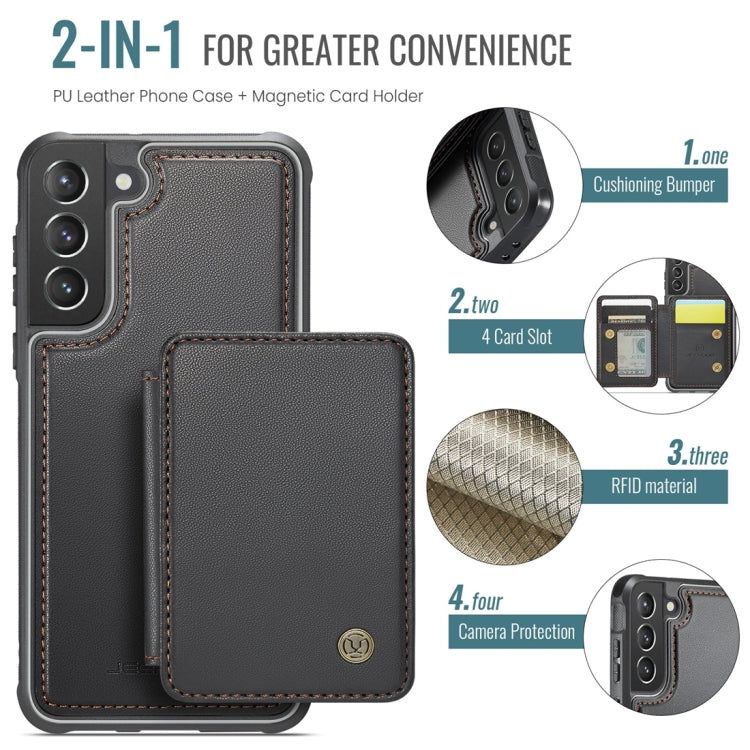 For Samsung Galaxy S21 5G JEEHOOD J05 Business Magnetic Style RFID Leather Phone Case(Black)