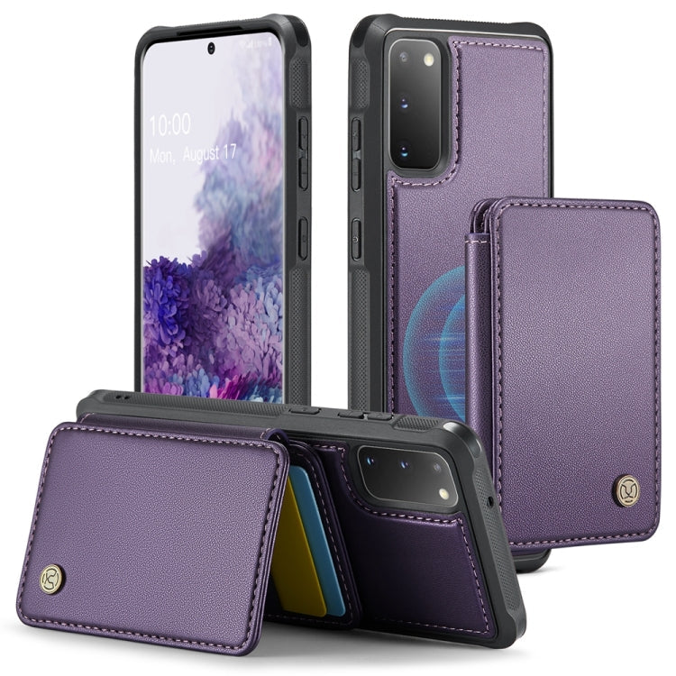 For Samsung Galaxy S20 5G JEEHOOD J05 Business Magnetic Style RFID Leather Phone Case(Purple)