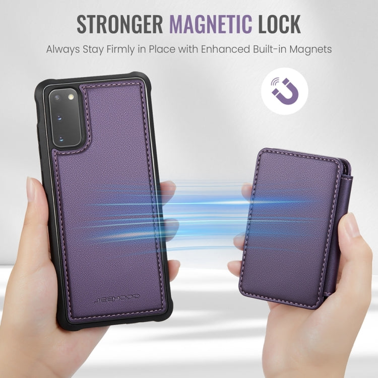 For Samsung Galaxy S20 5G JEEHOOD J05 Business Magnetic Style RFID Leather Phone Case(Purple)