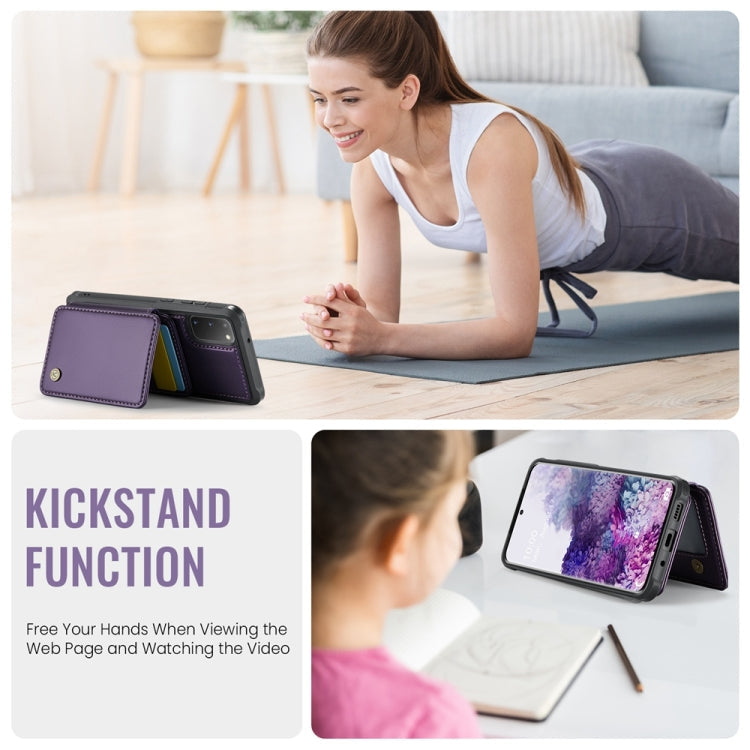 For Samsung Galaxy S20 5G JEEHOOD J05 Business Magnetic Style RFID Leather Phone Case(Purple)
