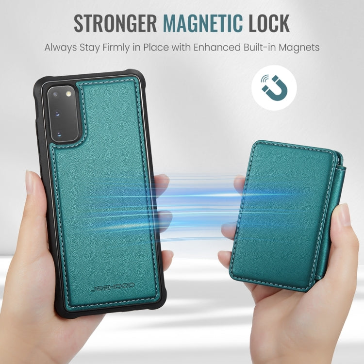 For Samsung Galaxy S20 5G JEEHOOD J05 Business Magnetic Style RFID Leather Phone Case(Blue Green)