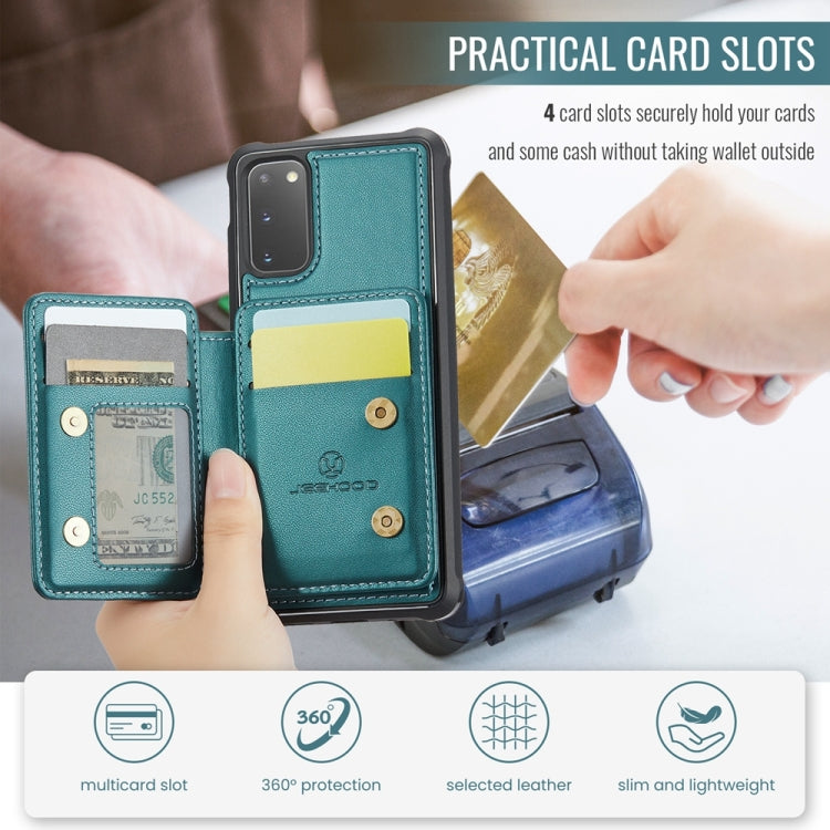 For Samsung Galaxy S20 5G JEEHOOD J05 Business Magnetic Style RFID Leather Phone Case(Blue Green)