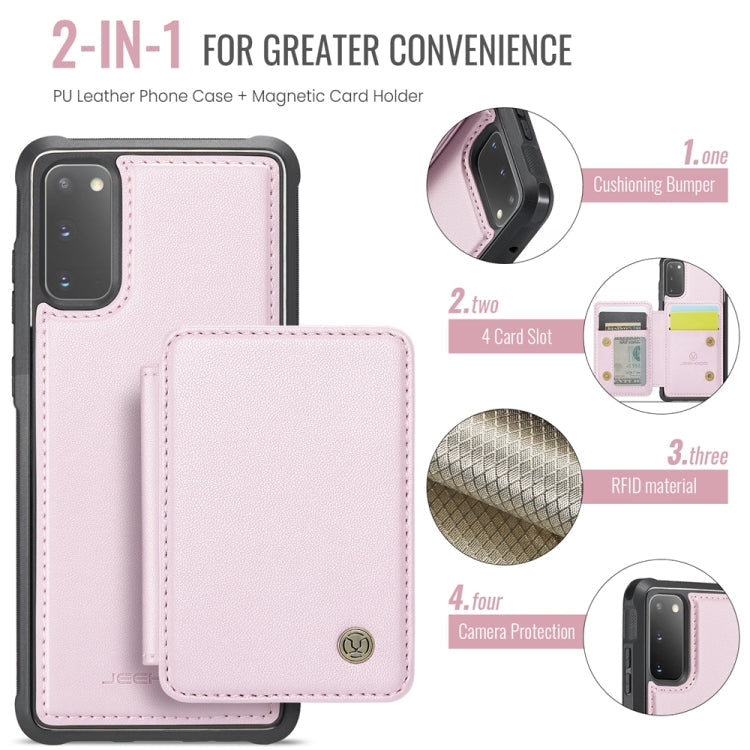 For Samsung Galaxy S20 5G JEEHOOD J05 Business Magnetic Style RFID Leather Phone Case(Pink)