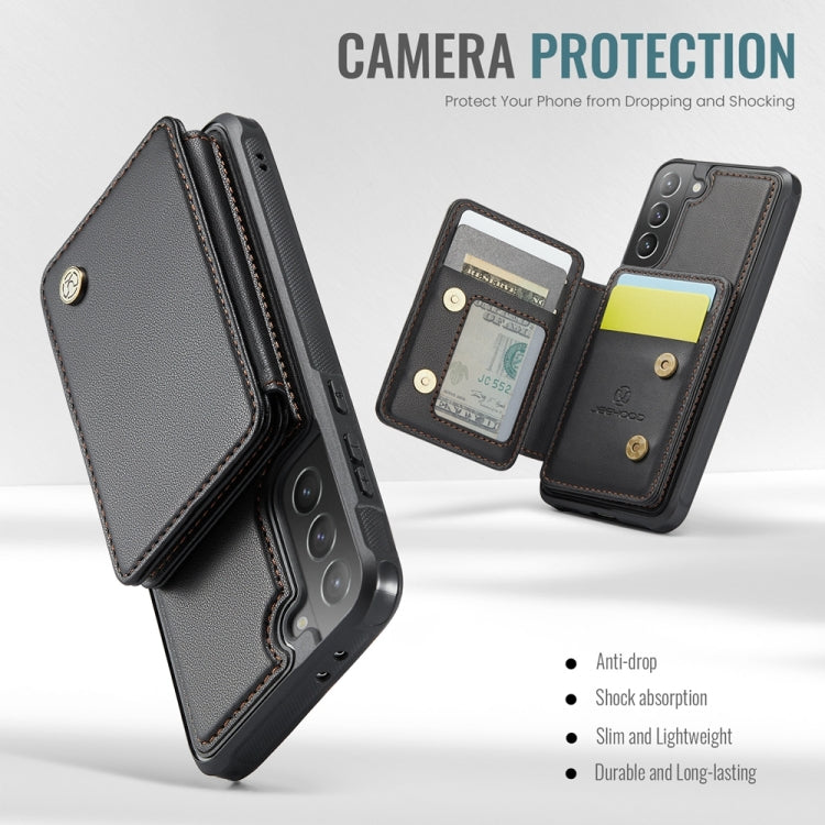 For Samsung Galaxy S21+ 5G JEEHOOD J05 Business Magnetic Style RFID Leather Phone Case(Black)