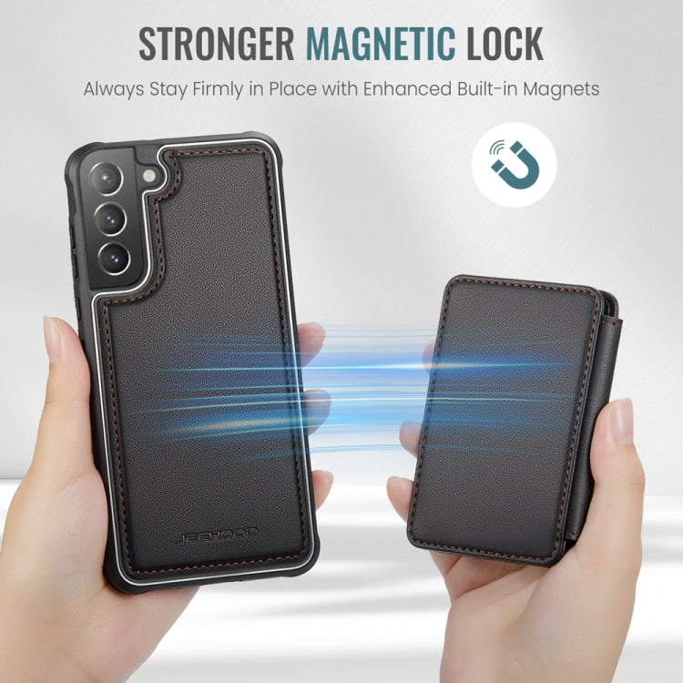 For Samsung Galaxy S21+ 5G JEEHOOD J05 Business Magnetic Style RFID Leather Phone Case(Black)