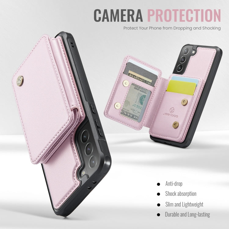 For Samsung Galaxy S21+ 5G JEEHOOD J05 Business Magnetic Style RFID Leather Phone Case(Pink)