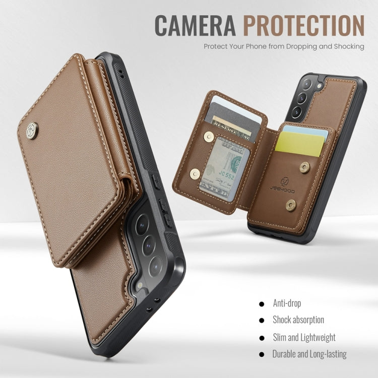 For Samsung Galaxy S21+ 5G JEEHOOD J05 Business Magnetic Style RFID Leather Phone Case(Brown)