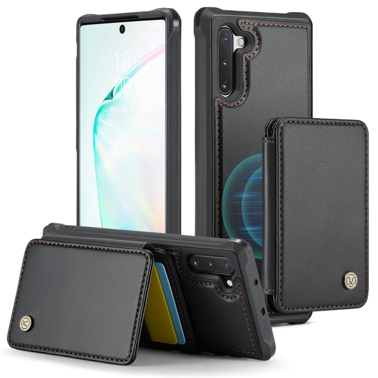 For Samsung Galaxy Note10 5G JEEHOOD J05 Business Magnetic Style RFID Leather Phone Case(Black)