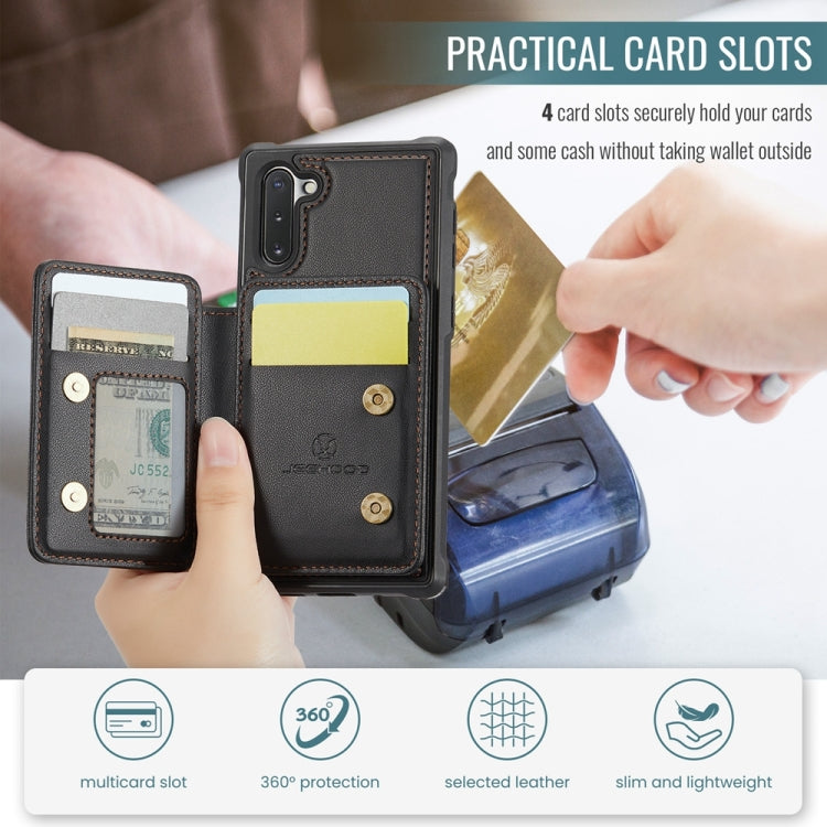 For Samsung Galaxy Note10 5G JEEHOOD J05 Business Magnetic Style RFID Leather Phone Case(Black)