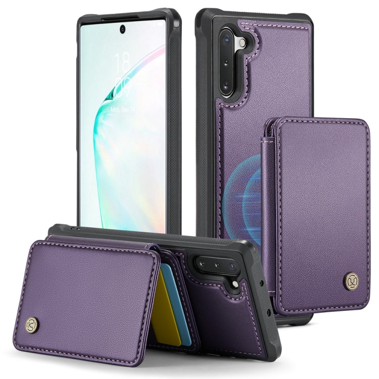 For Samsung Galaxy Note10 5G JEEHOOD J05 Business Magnetic Style RFID Leather Phone Case(Purple)