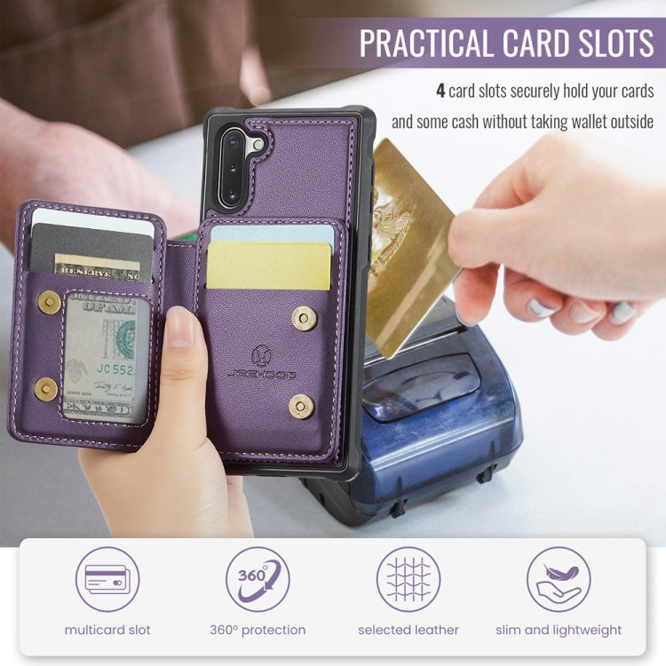 For Samsung Galaxy Note10 5G JEEHOOD J05 Business Magnetic Style RFID Leather Phone Case(Purple)
