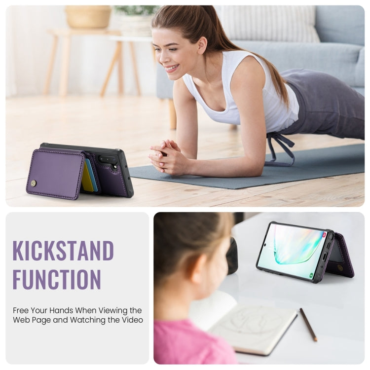 For Samsung Galaxy Note10 5G JEEHOOD J05 Business Magnetic Style RFID Leather Phone Case(Purple)