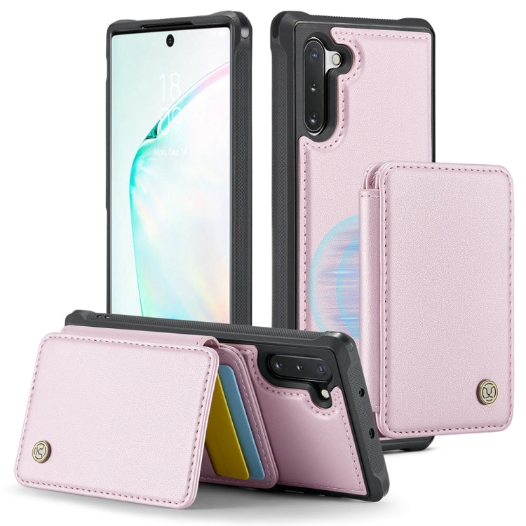 For Samsung Galaxy Note10 5G JEEHOOD J05 Business Magnetic Style RFID Leather Phone Case(Pink)