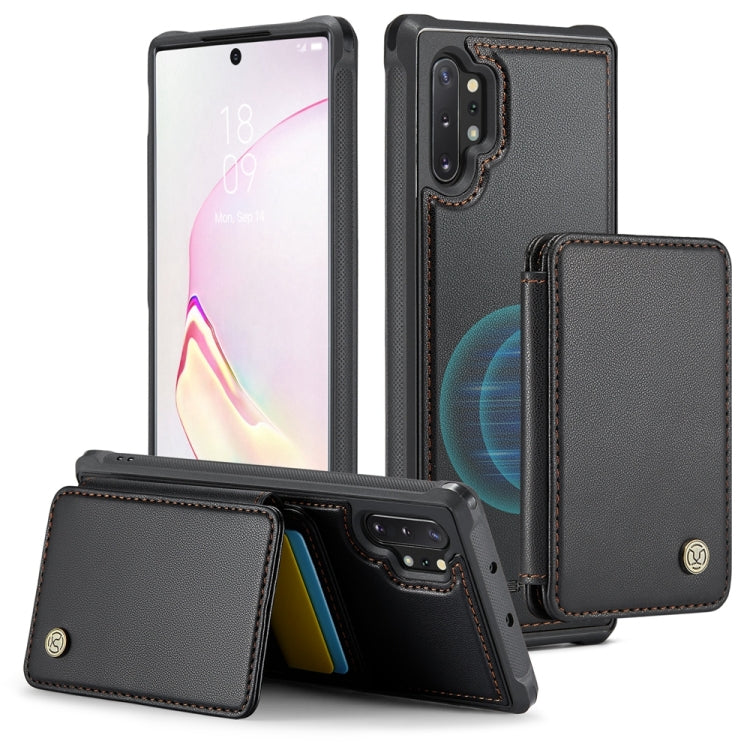 For Samsung Galaxy Note10+ 5G JEEHOOD J05 Business Magnetic Style RFID Leather Phone Case(Black)