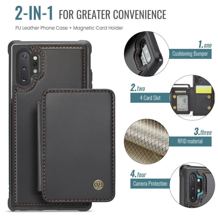For Samsung Galaxy Note10+ 5G JEEHOOD J05 Business Magnetic Style RFID Leather Phone Case(Black)