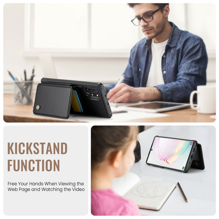 For Samsung Galaxy Note10+ 5G JEEHOOD J05 Business Magnetic Style RFID Leather Phone Case(Black)