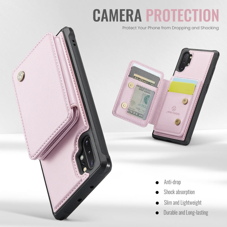 For Samsung Galaxy Note10+ 5G JEEHOOD J05 Business Magnetic Style RFID Leather Phone Case(Pink)