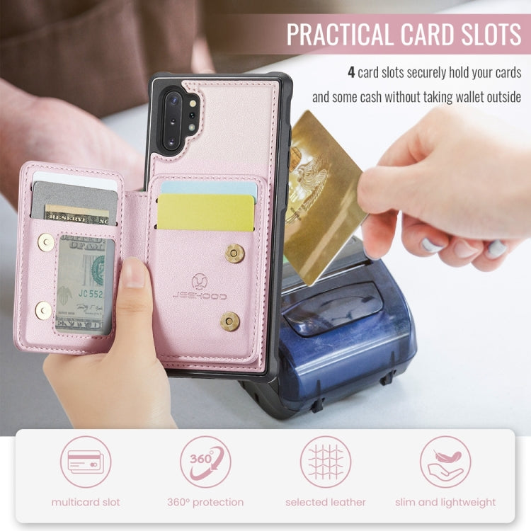 For Samsung Galaxy Note10+ 5G JEEHOOD J05 Business Magnetic Style RFID Leather Phone Case(Pink)