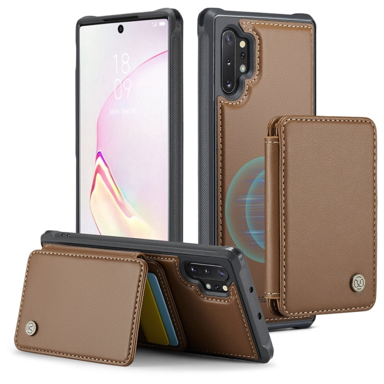 For Samsung Galaxy Note10+ 5G JEEHOOD J05 Business Magnetic Style RFID Leather Phone Case(Brown)